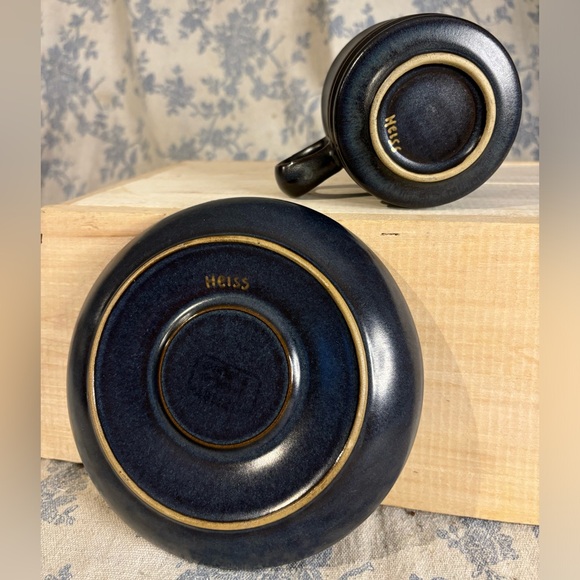 VTG Denby England Kismet Blue Stoneware Teacup and Saucer Heiss - Picture 7 of 12